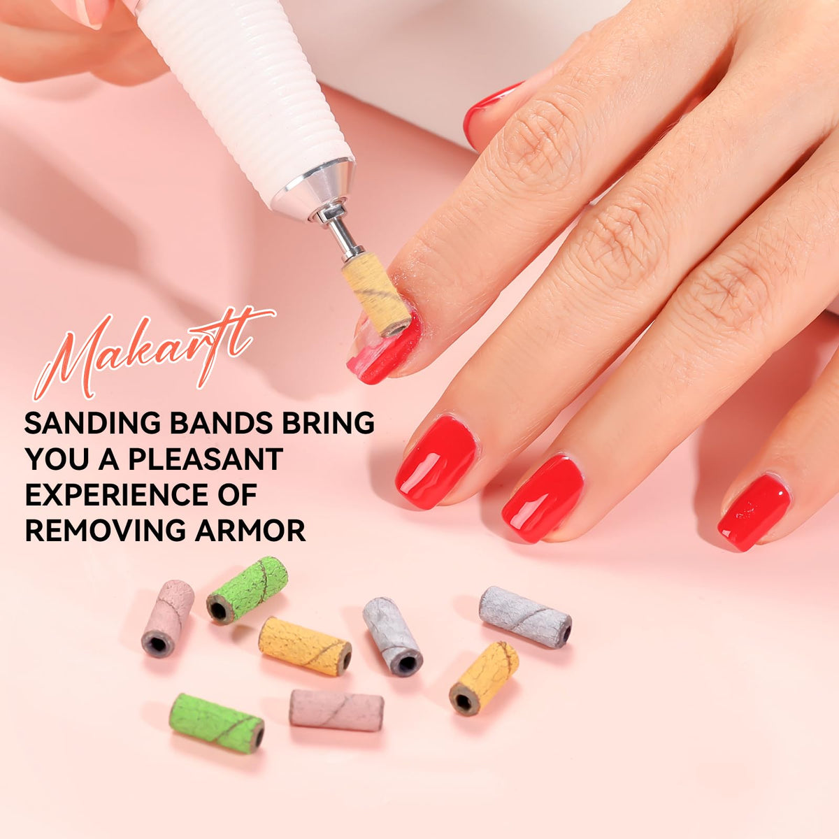 Makartt Nail Drill Sanding Bands - 100Pcs 80/120/180/240 4 Color Grit File
