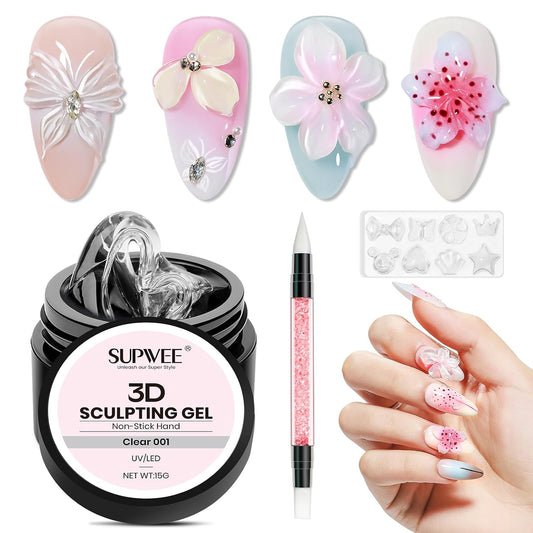 3D Gel for Nail Art, Clear 3d Sculpting Gel for Nail Art
