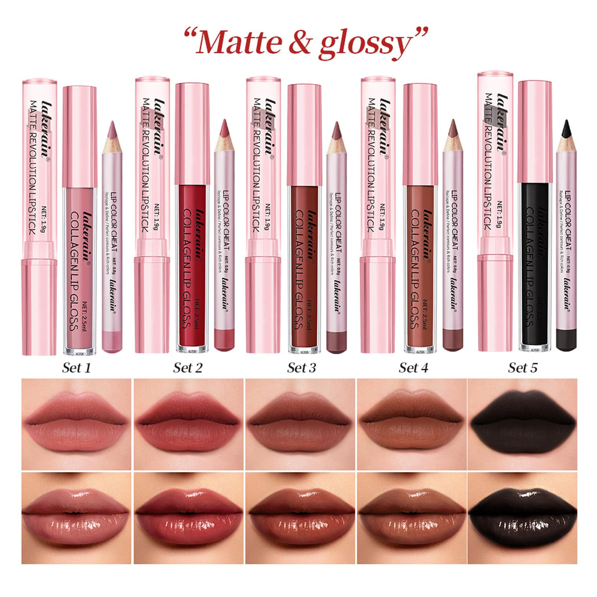 12Pcs Matte Liquid Lipstick and Lip Liner Set, Lip Makeup Combo (Set A)