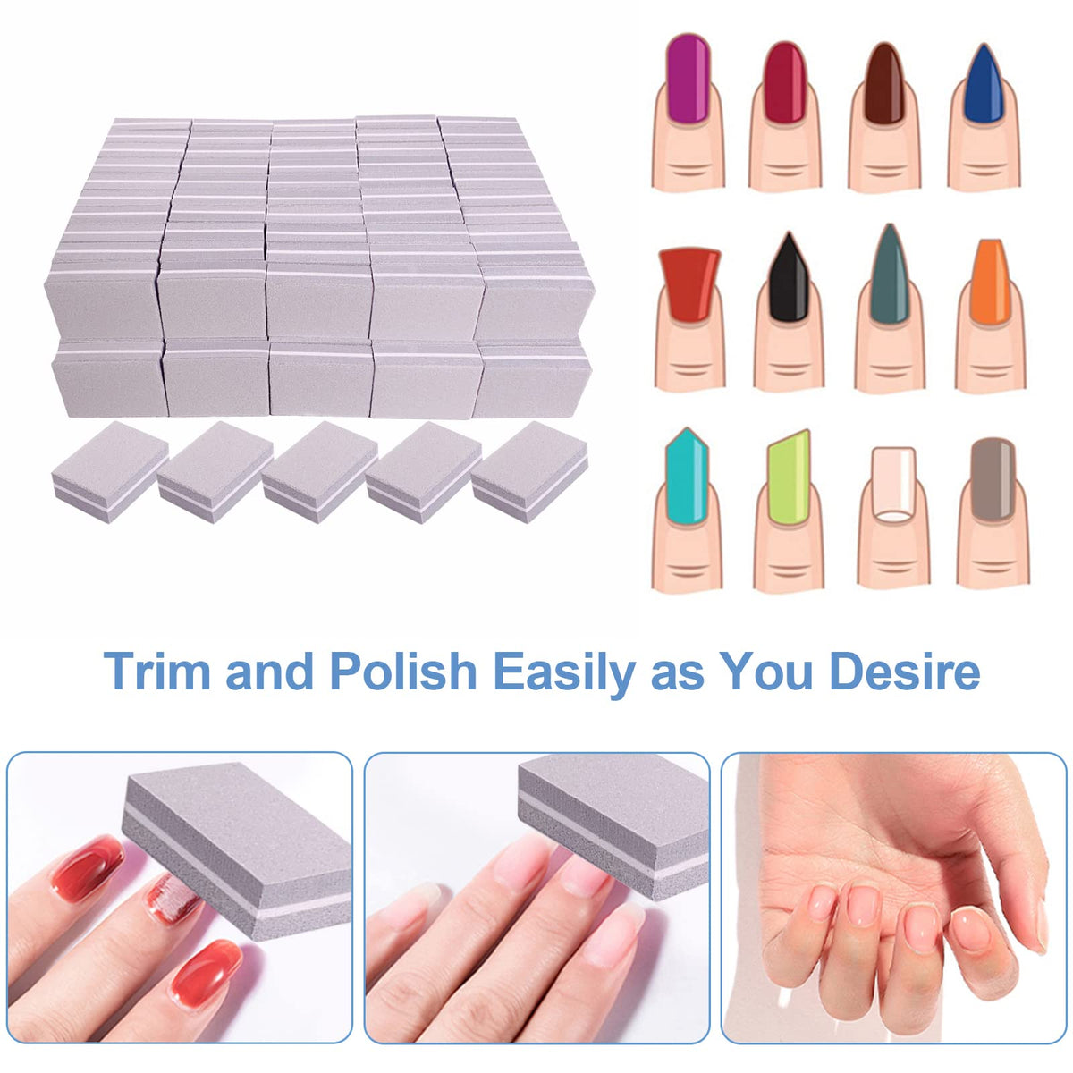 Nail Buffers (50 Pack), Mini Buffer Block Nail File for Acrylic Nails and Natural Nails, 100/180 Grit Nail Buffer Block Bulk Buffing Blocks for Nail Buff Professional Manicure File Blocks Set Pink