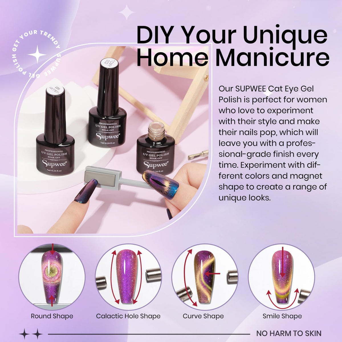 SUPWEE Magnetic Cat Eye Gel Nail Polish Set 12 Colors Cateye Gel Polish