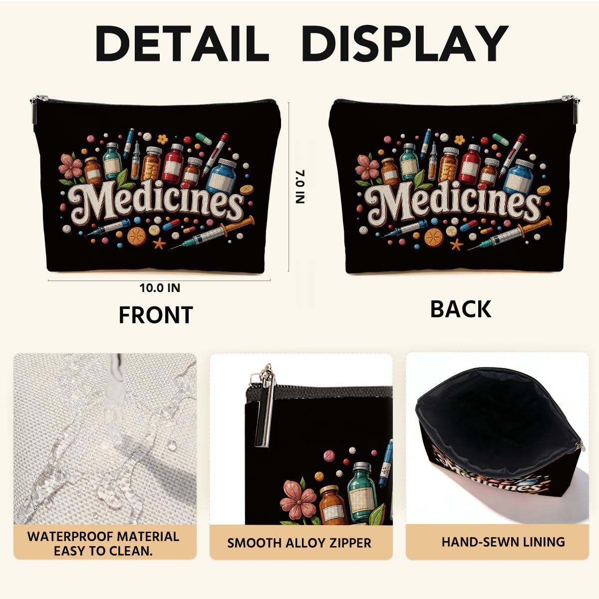 Funny Poisons Makeup Bag, Witchy Gifts Cosmetic Bag Travel Toiletry Bags