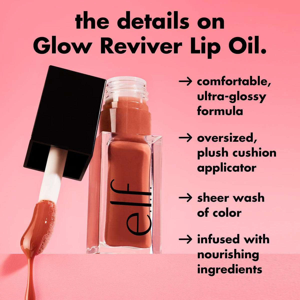 e.l.f. Glow Reviver Lip Oil, Tinted, Hydrating & Non-Sticky, Jam Session