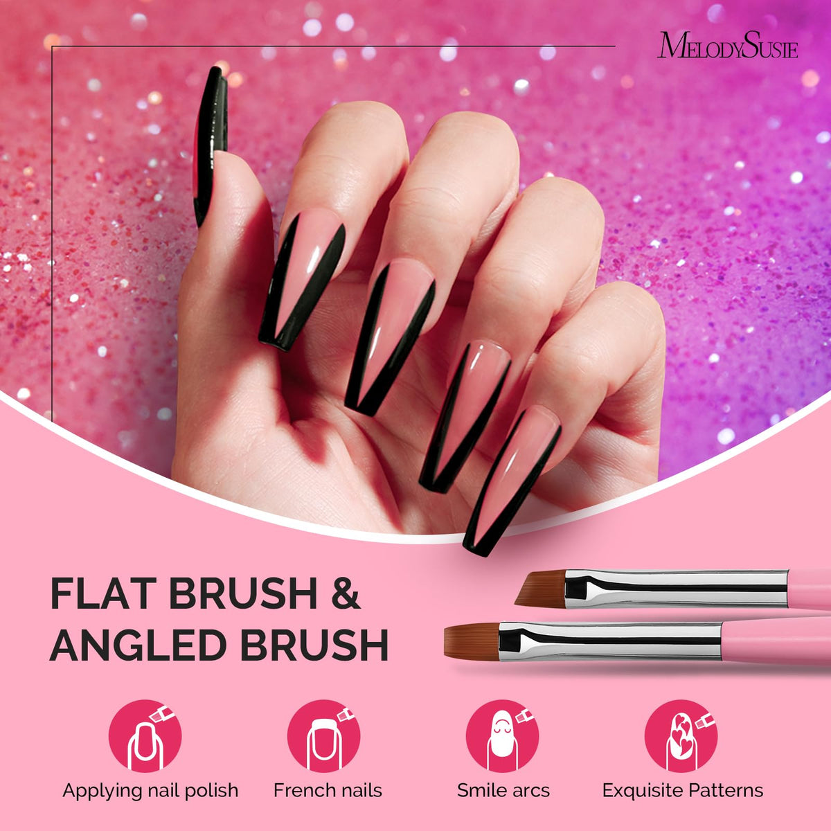 MelodySusie Nail Art Brushes Set, 6pcs Nail Art Design Pen Painting Tools