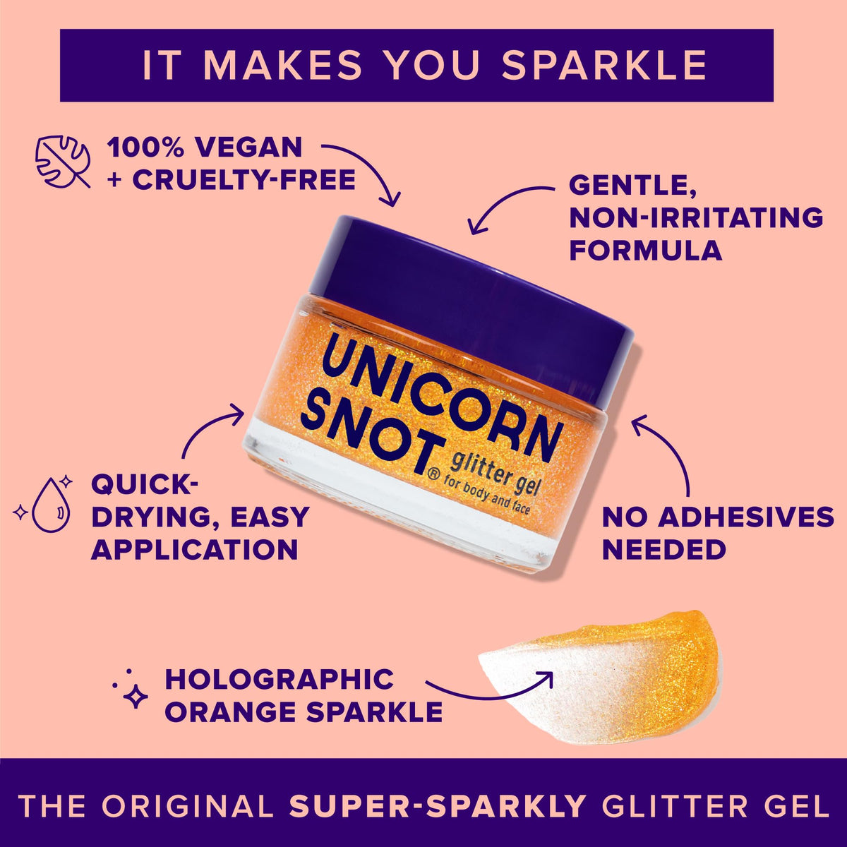 UNICORN SNOT Holographic Face Glitter & Body Glitter Gel | Hair Glitter, Vegan & Cruelty Free, 1.7 oz Pink Glitter (Flamingo)