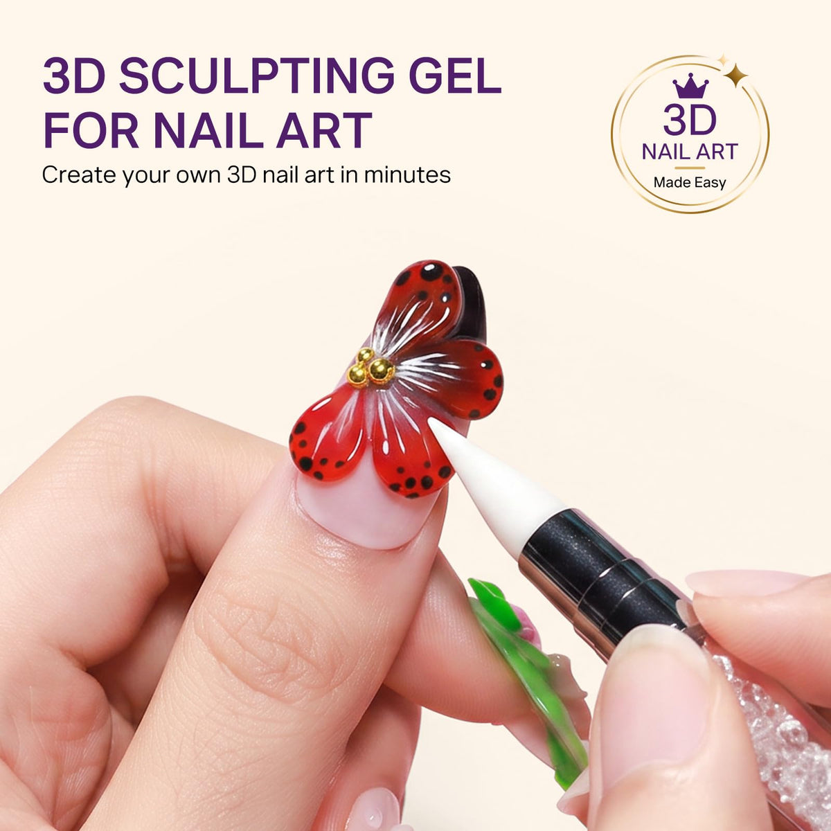 MIZHSE 3D Nail Scupting Gel for Nail Art, 6PCS Neon Colors Non-sticky
