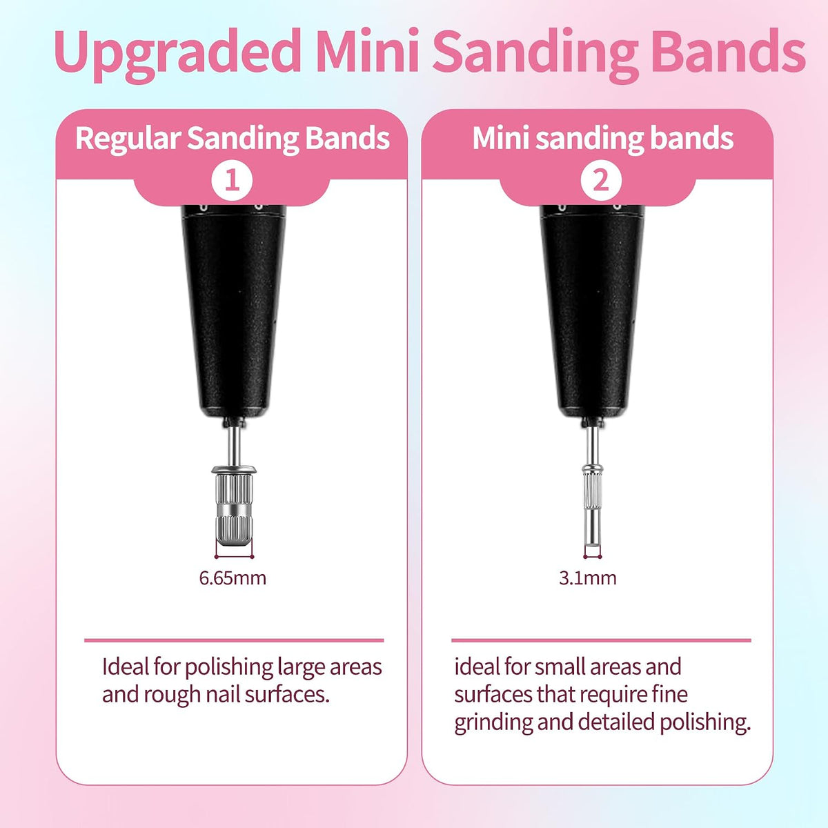 108Pcs Sanding Bands for Nail Drill, 4 Grits 80/120/180/240, 2 Sizes Nail Drill Bits Set for Acrylic Gel Manicures Pedicures with Box