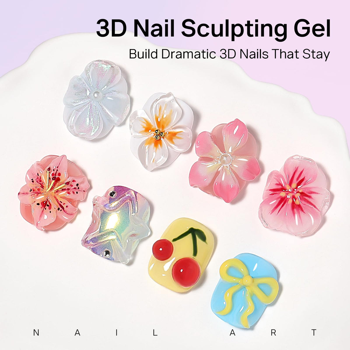 MIZHSE 3D Nail Scupting Gel for Nail Art, 6PCS Neon Colors Non-sticky