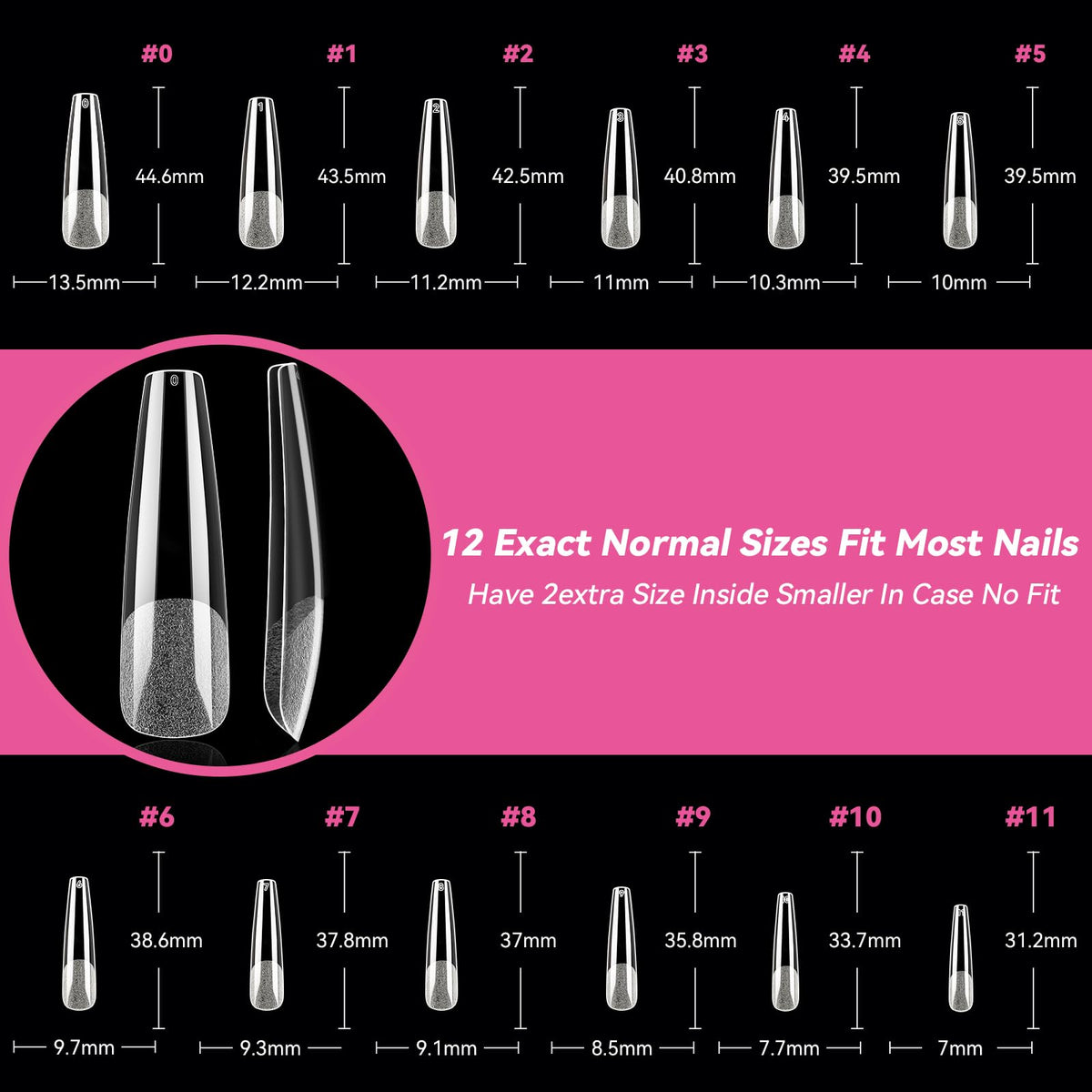 UNA GELLA Square Nail Tips XXL Long Half Cover Gel Tips 120PCS