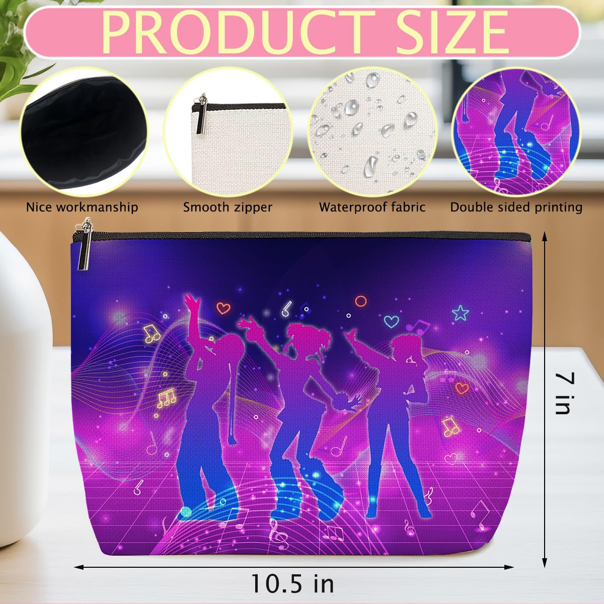 ZHAMEN Vintage Makeup Bag Weird Girls Cosmetic Bag for Women
