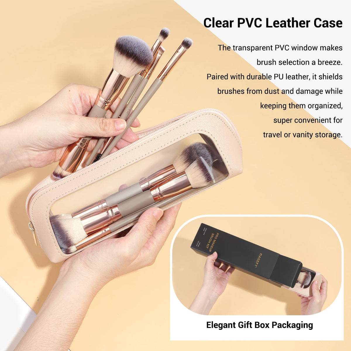 MAGEFY Makeup Brushes 12Pcs with Bag, Double-End Multi-functional for Foundation Powder Blush Eyeliner Eyeshadows brushes with Gift Box,Blackgold