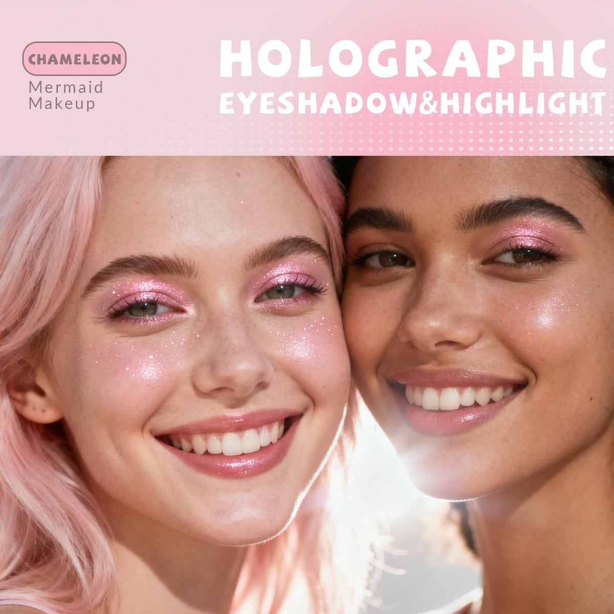HOSAILY Holographic Duochrome Blue Glitter Eyeshadow, Color Shift Metallic Shimmer Eyeshadow Palette, Chameleon Sparkle Inner Corner Eye Highlighter, Iridescent Eye Shadow Palette Fairy Makeup#04