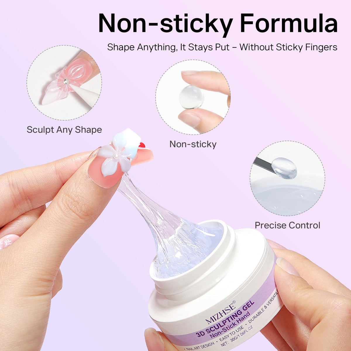 MIZHSE 3D Nail Scupting Gel for Nail Art, 6PCS Neon Colors Non-sticky