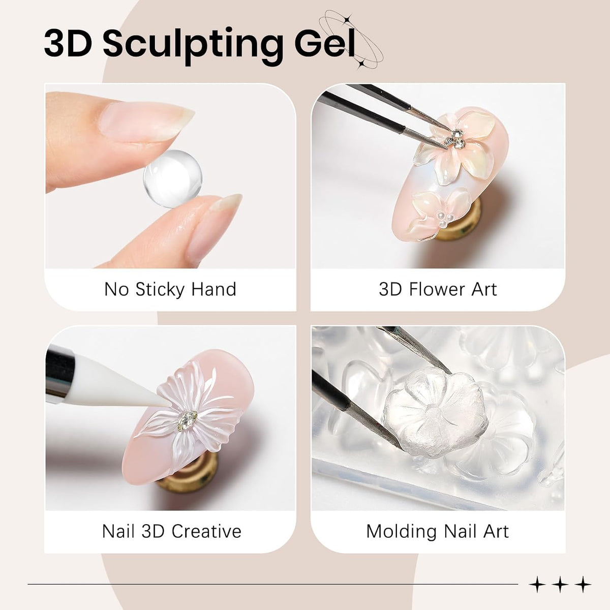 3D Gel for Nail Art, Clear 3d Sculpting Gel for Nail Art