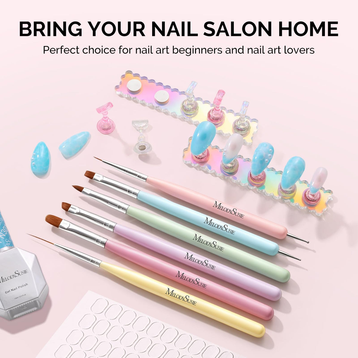 MelodySusie Nail Art Brushes Set, 6pcs Nail Art Design Pen Painting Tools