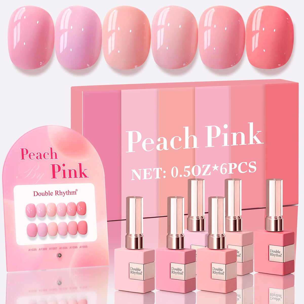 Double Rhythm 6 Pcs 15 ML Gel Polish Set Same Color Same Bottle Soak Off Gel Polish Kit Nail Art Manicure Salon DIY at Home for Women (Dark Light Brown Orange Maroon-T6-6)