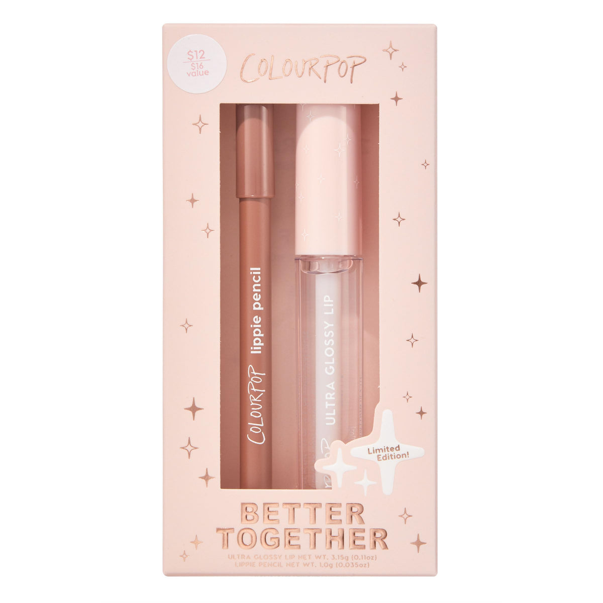 ColourPop Dream Duo Lip Kit - High-Pigment, Long-Lasting & Sharpenable Lip Liner and Lip Gloss with High-Impact Color - Includes Shades Five Stars & Pasadena (2 Count)