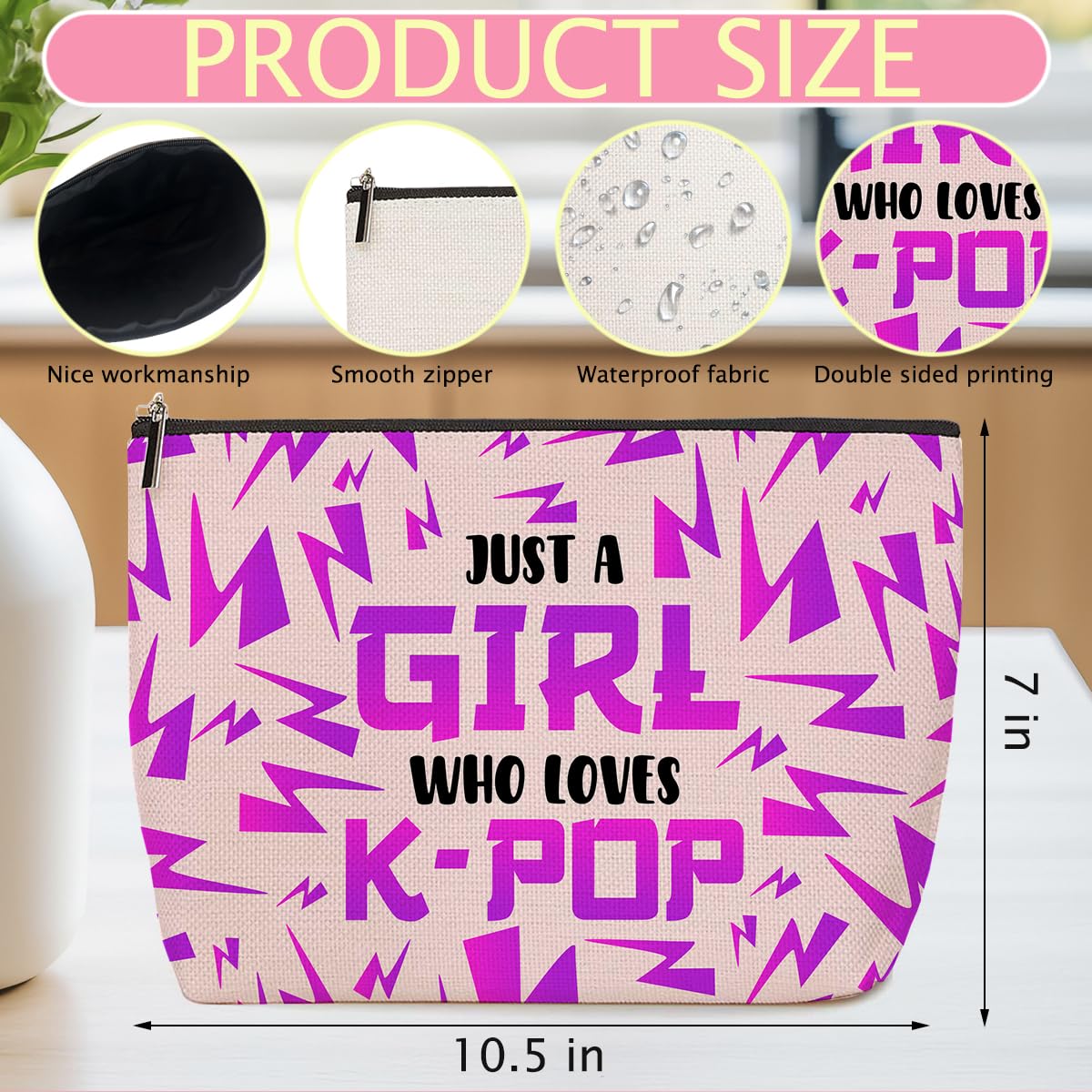 ZHAMEN Vintage Makeup Bag Weird Girls Cosmetic Bag for Women