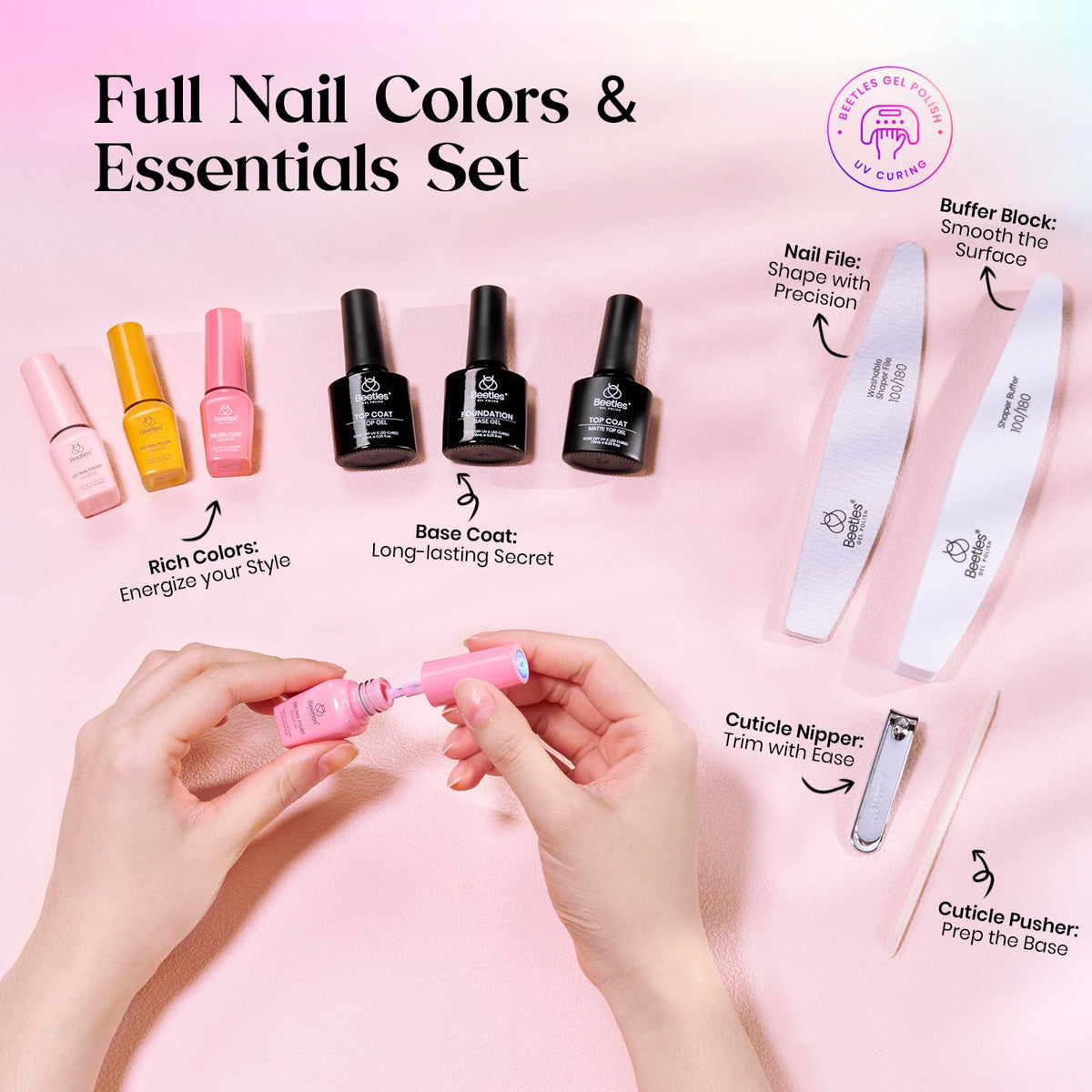 Beetles Cat Eye Gel Nail Polish Set, 36 Colors Magnetic Fall Gel Polish Kit
