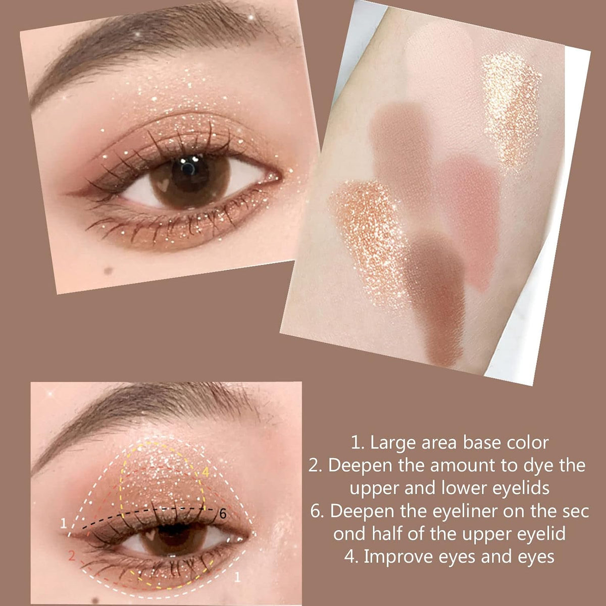 6 Color Eyeshadow Palette Matte & Shimmer Eyeshadows Blendable & Long Lasting Eye Shadow Blendable & Buildable Eye Makeup Cute Bear outer packaging