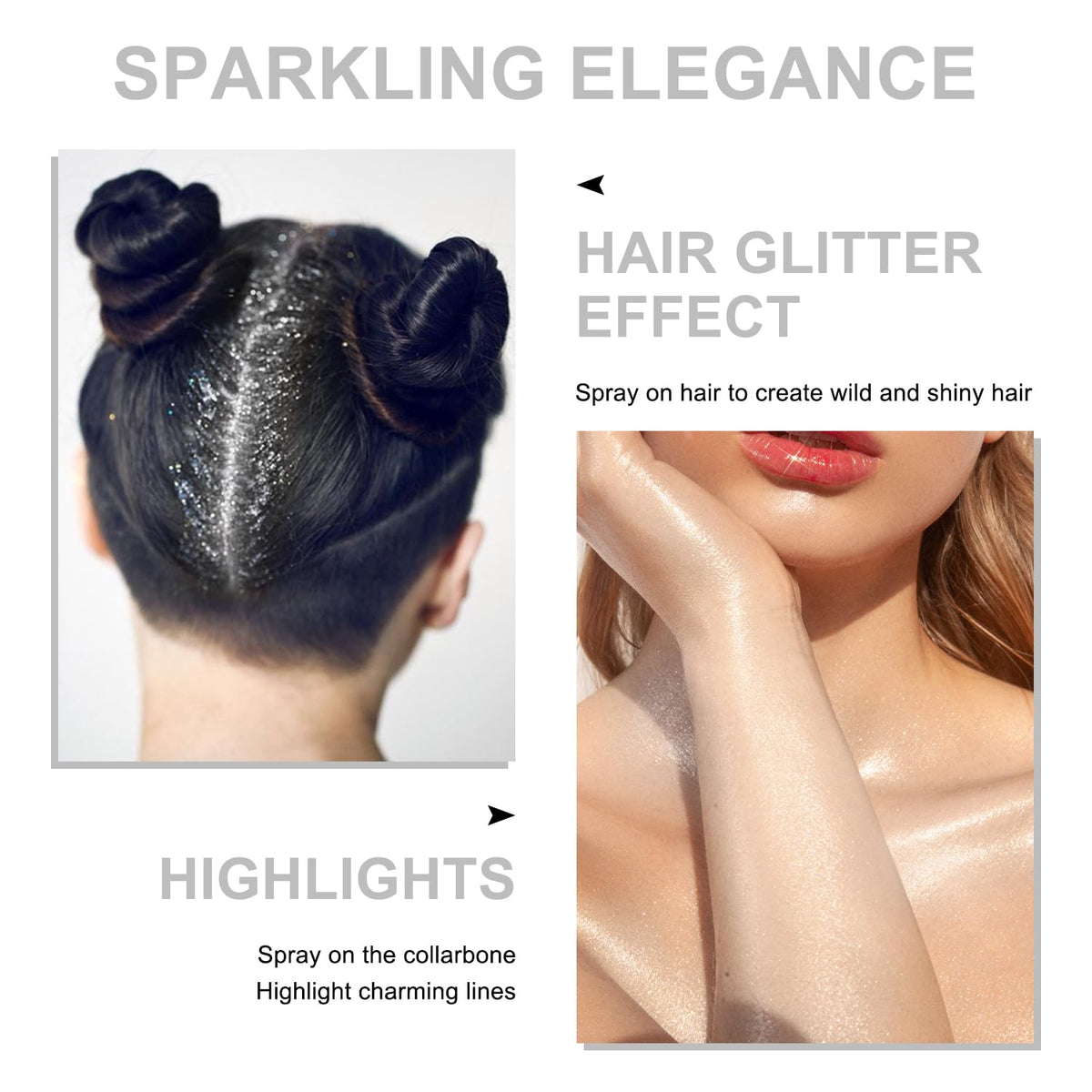 Hair and Body Glitter Spray, Shimmering Powder Sparkle Powder Makeup, Glitter Loose Sparkle Makeup for Body Highlighter,Festival Prom Rave Accessories (Glint-Rainbow)