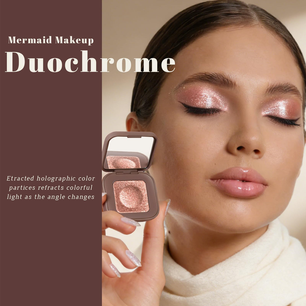 Noerrors Duochrome Plum Mauve Green Blue Glitter Eyeshadow Palette, Holographic Chameleon Rich Color Shimmer Metallic Eye Shadow, Color Shift Sparkle Iridescent Eye Brightener Fairy Makeup for Rave#02