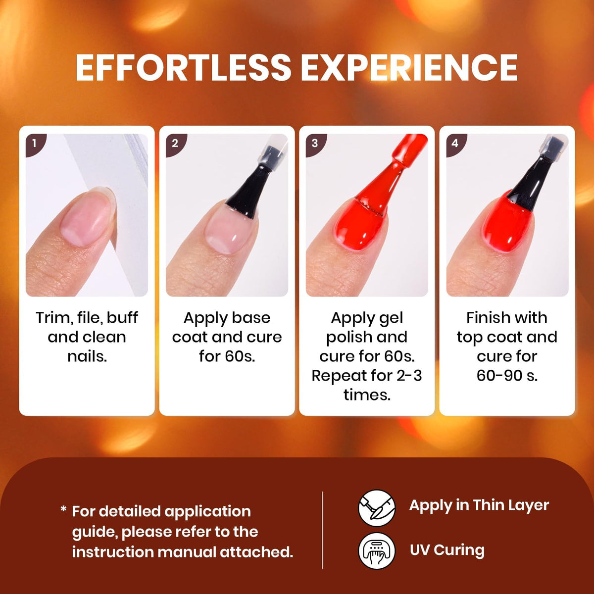Beetles Fall Gel Nail Polish Set, 20 Colors Orange Yellow Brown