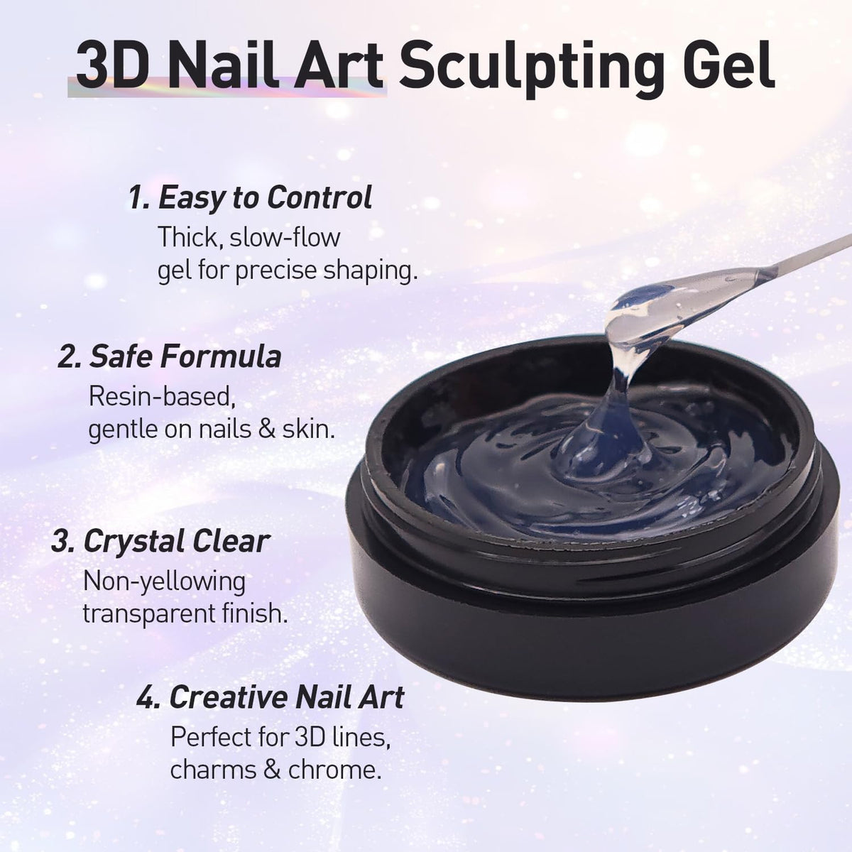 3D Sculpting Gel Kit – 2×20g Nail Art Gels with Dual Pens, Gold & Silver Chrome Powders, Brushes & Rhinestone Tray for DIY Nail Design at Home or Salon