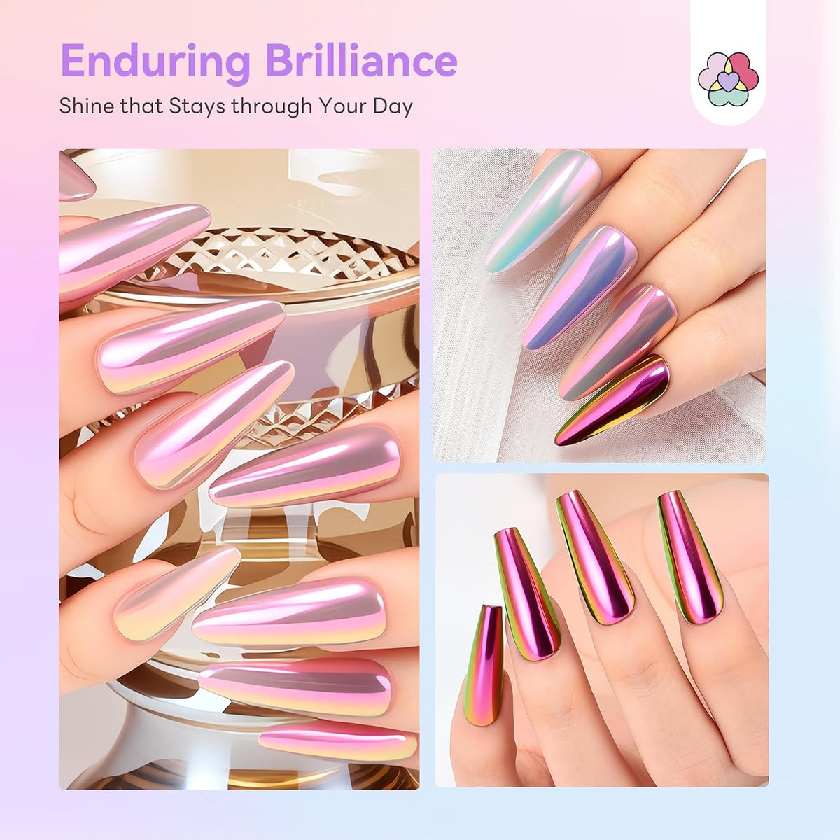 SAVILAND Air Cushion Chrome Nail Powder Pen for Beginners, Mermaid