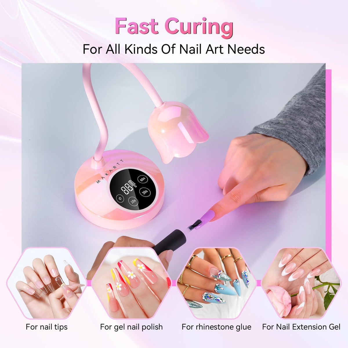 Makartt Cordless Gooseneck UV Nail Lamp for Gel-X Nails, Home DIY Use