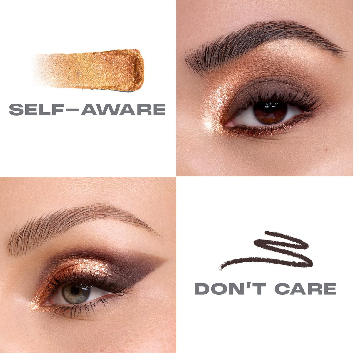 Morphe Mixed Signals Dual-Ended Eyeshadow Stick - Cream Eyeshadow Pigment & Chrome Liquid Flakes for Bold, Layered Eye Makeup Looks - Committed/Conflicted (0.028 oz)
