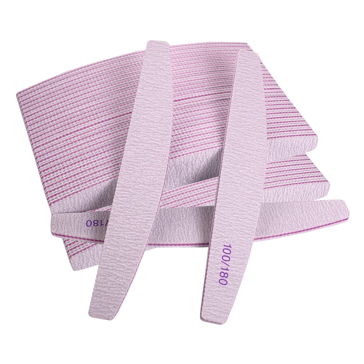 50 Pcs Nail File, Emery Board Nail Files for Acrylic Nails and Natural Nails, 100/180 Grit Double Sided Fingernail File Gel Nail Professional Reusable Washable Manicure Pedicure Kit Set Gray