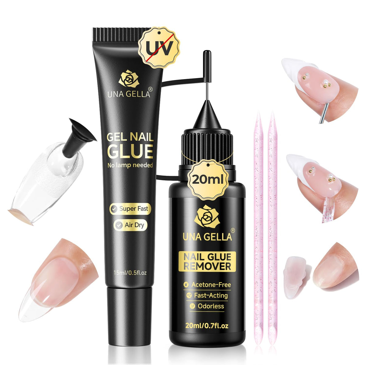 UNA GELLA Solid Nail Glue Super Strong for Press On Nails & Nail Tips 15g