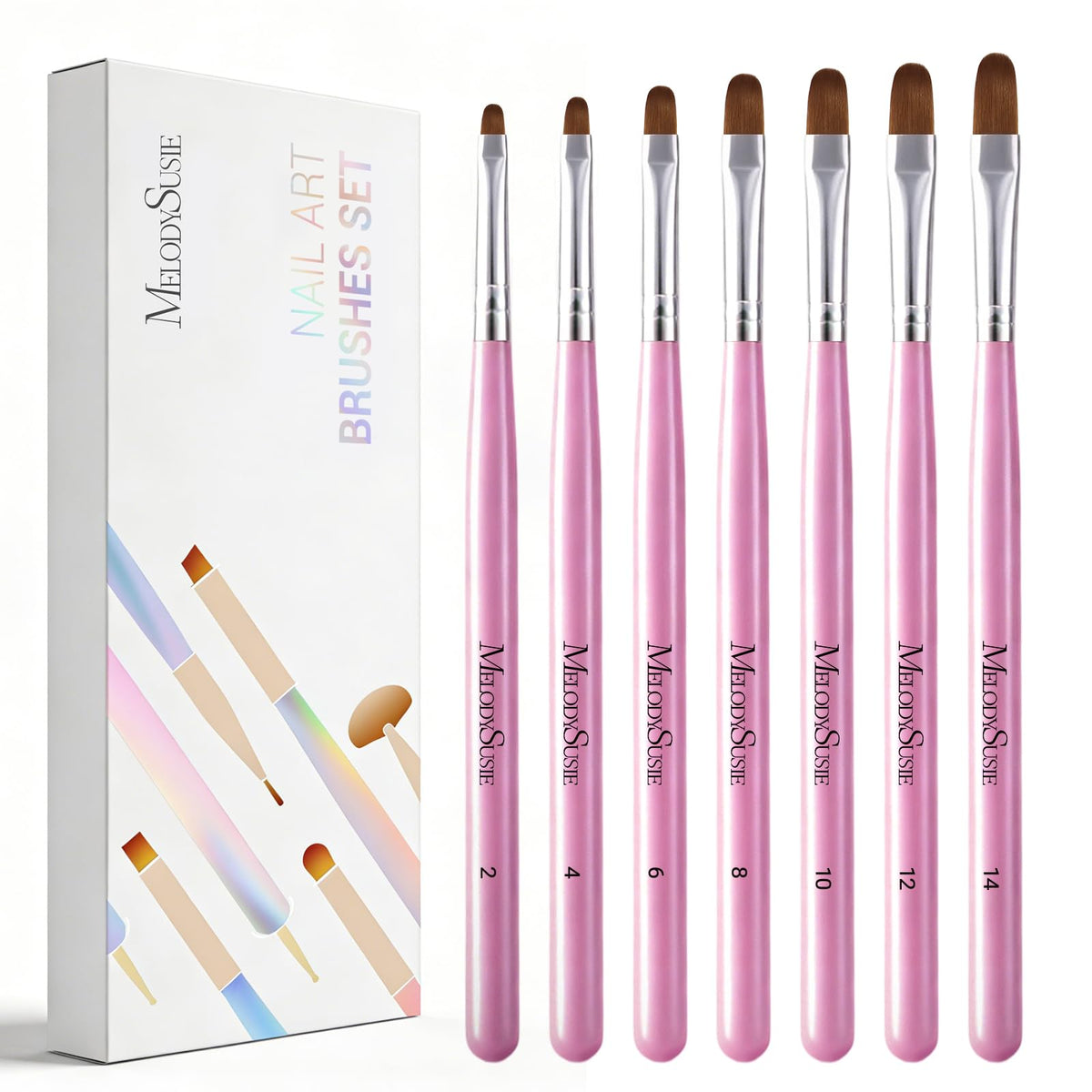 MelodySusie Nail Art Brushes Set, 6pcs Nail Art Design Pen Painting Tools