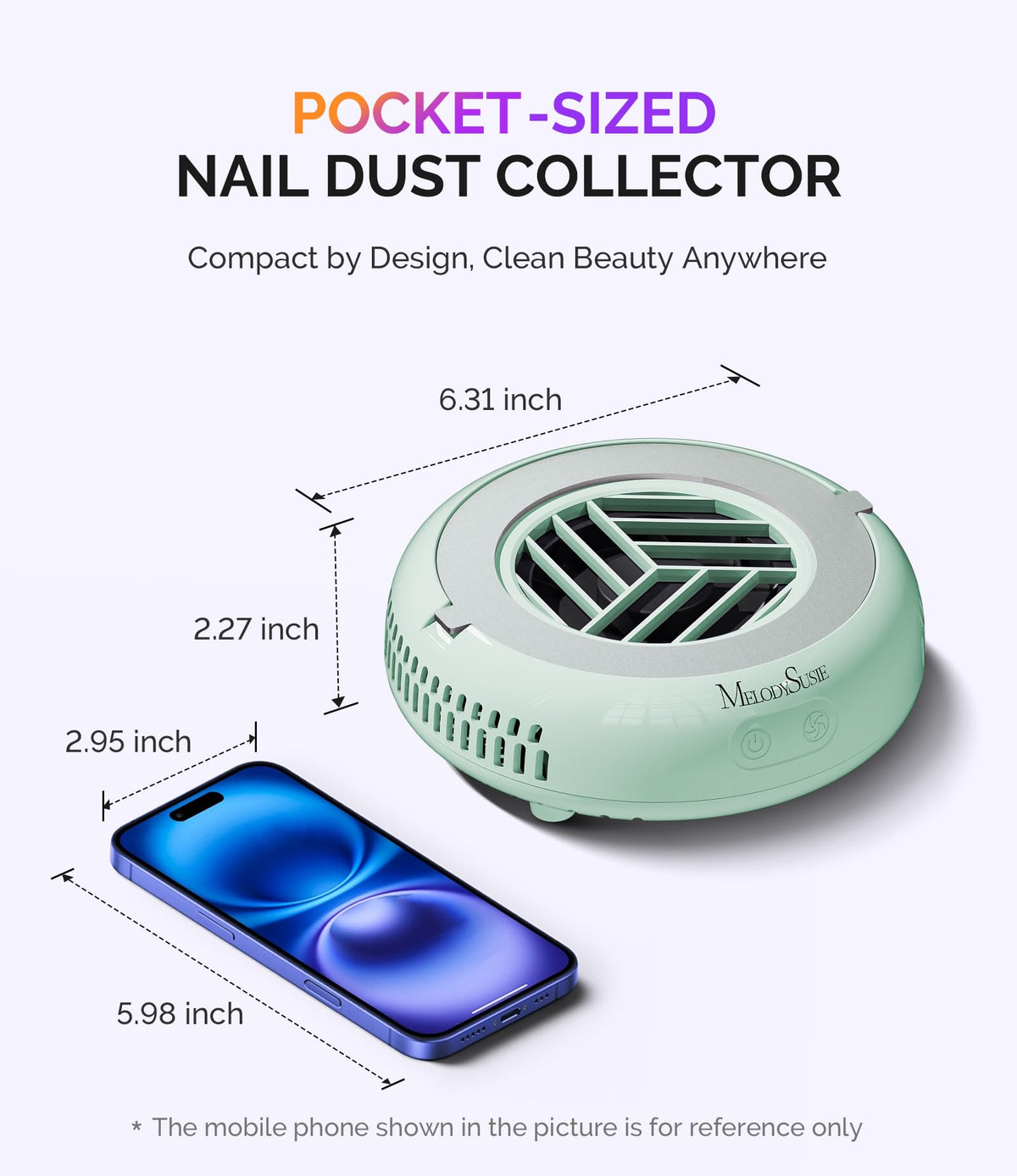 MelodySusie Pocket-Sized Nail Dust Collector HProA for Gel Polish Removal
