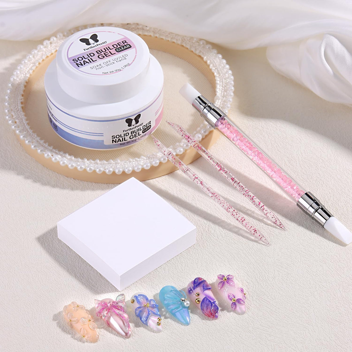 3D Nail Sculpting Gel Kit, Clear & Black Solid Builder Gel