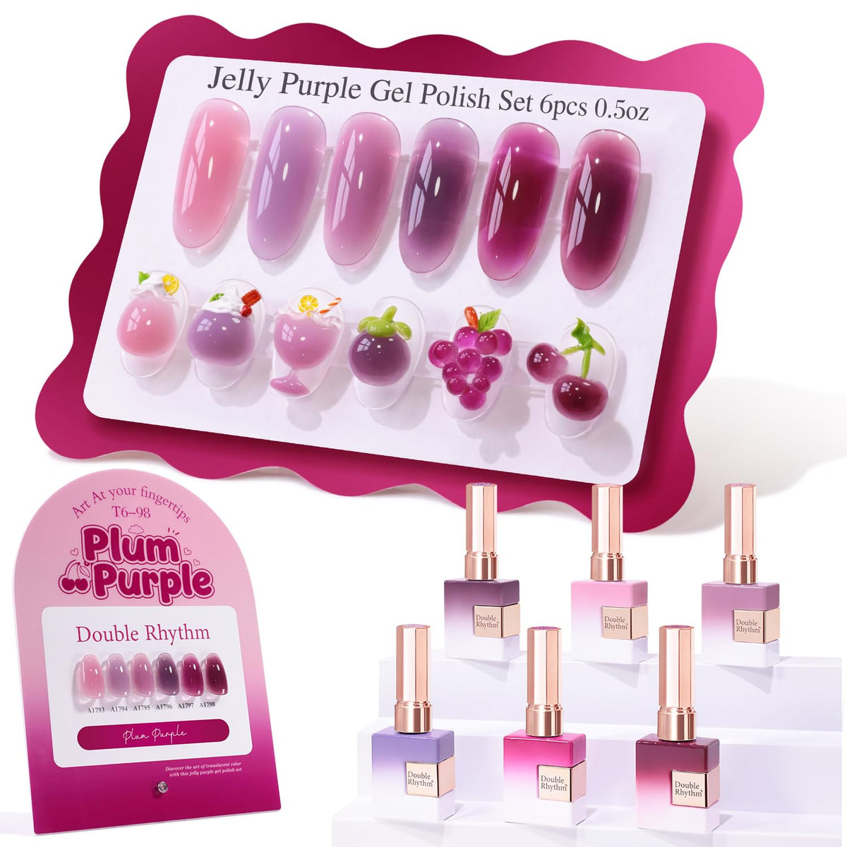 Double Rhythm 6 Pcs 15 ML Gel Polish Set Same Color Same Bottle Soak Off Gel Polish Kit Nail Art Manicure Salon DIY at Home for Women (Dark Light Brown Orange Maroon-T6-6)