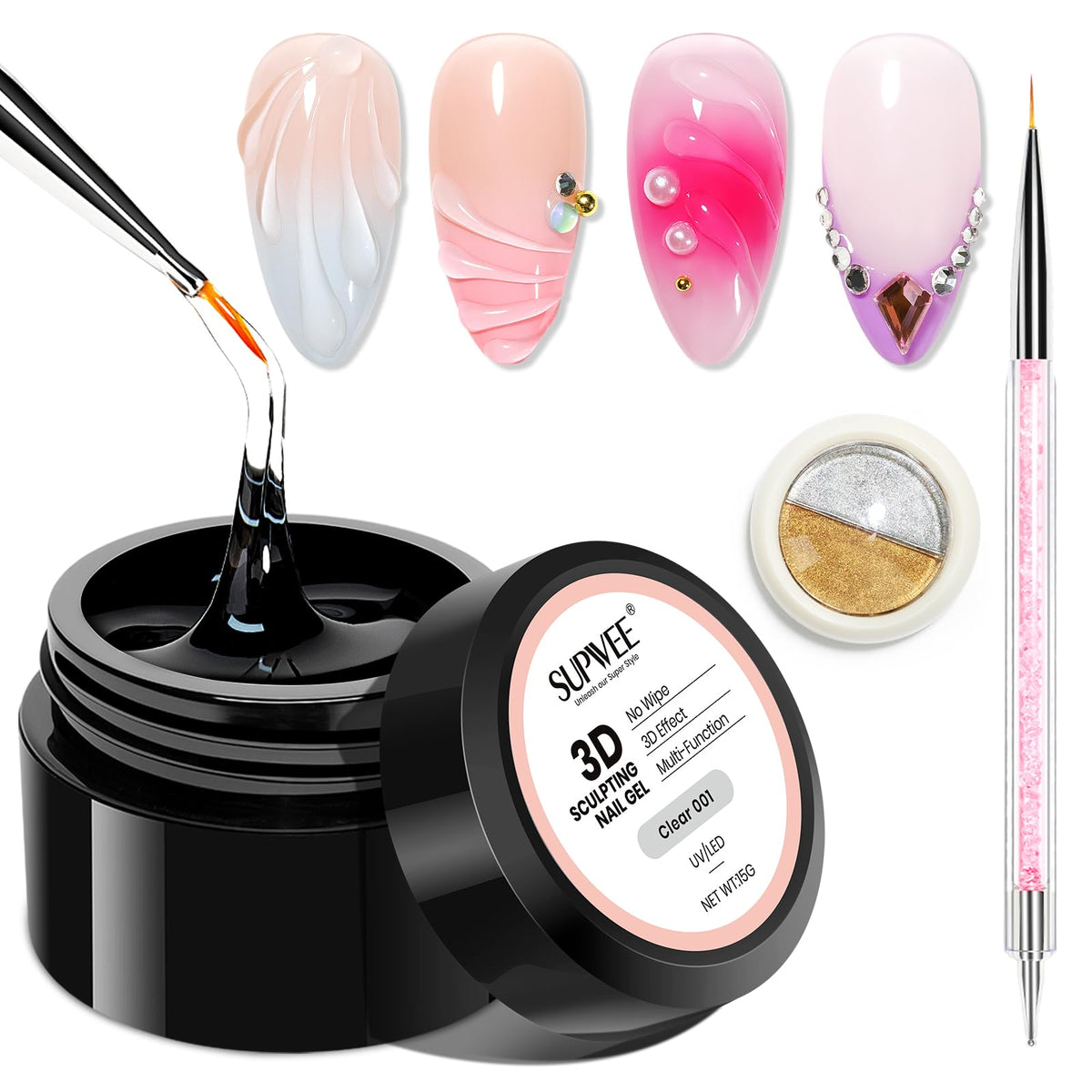 3D Gel for Nail Art, Clear 3d Sculpting Gel for Nail Art