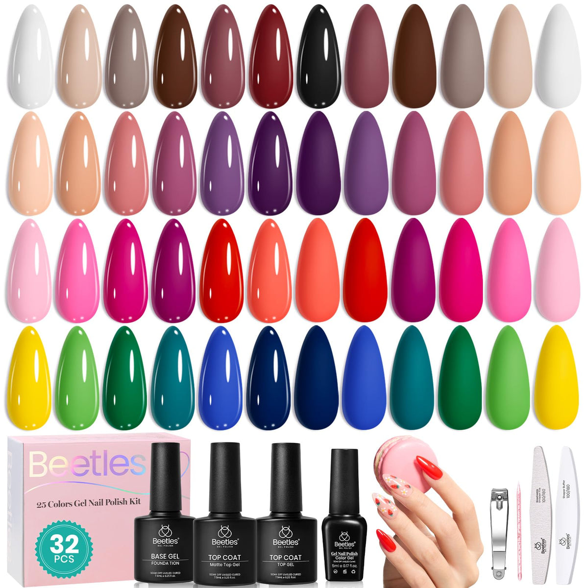 Beetles Gel Nail Polish Kit with U V Light - 80Pcs 55 Colors Gel Nail Kit