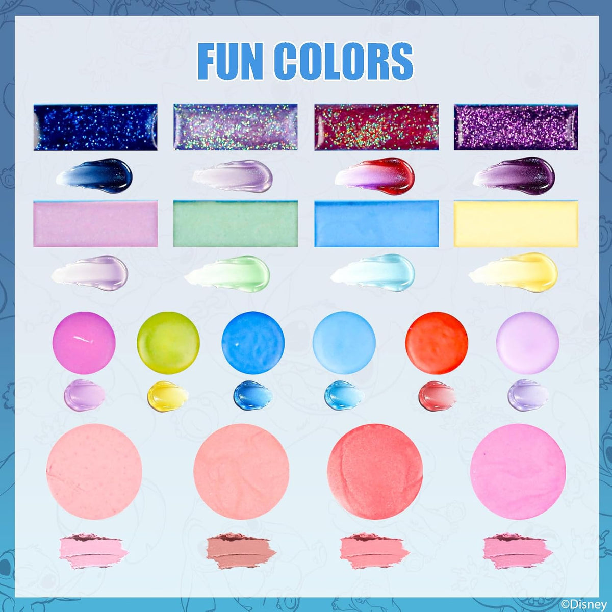 Stitch Fold-Out Makeup Palette with Mirror, Lip Gloss, Eyeshadow & Blush