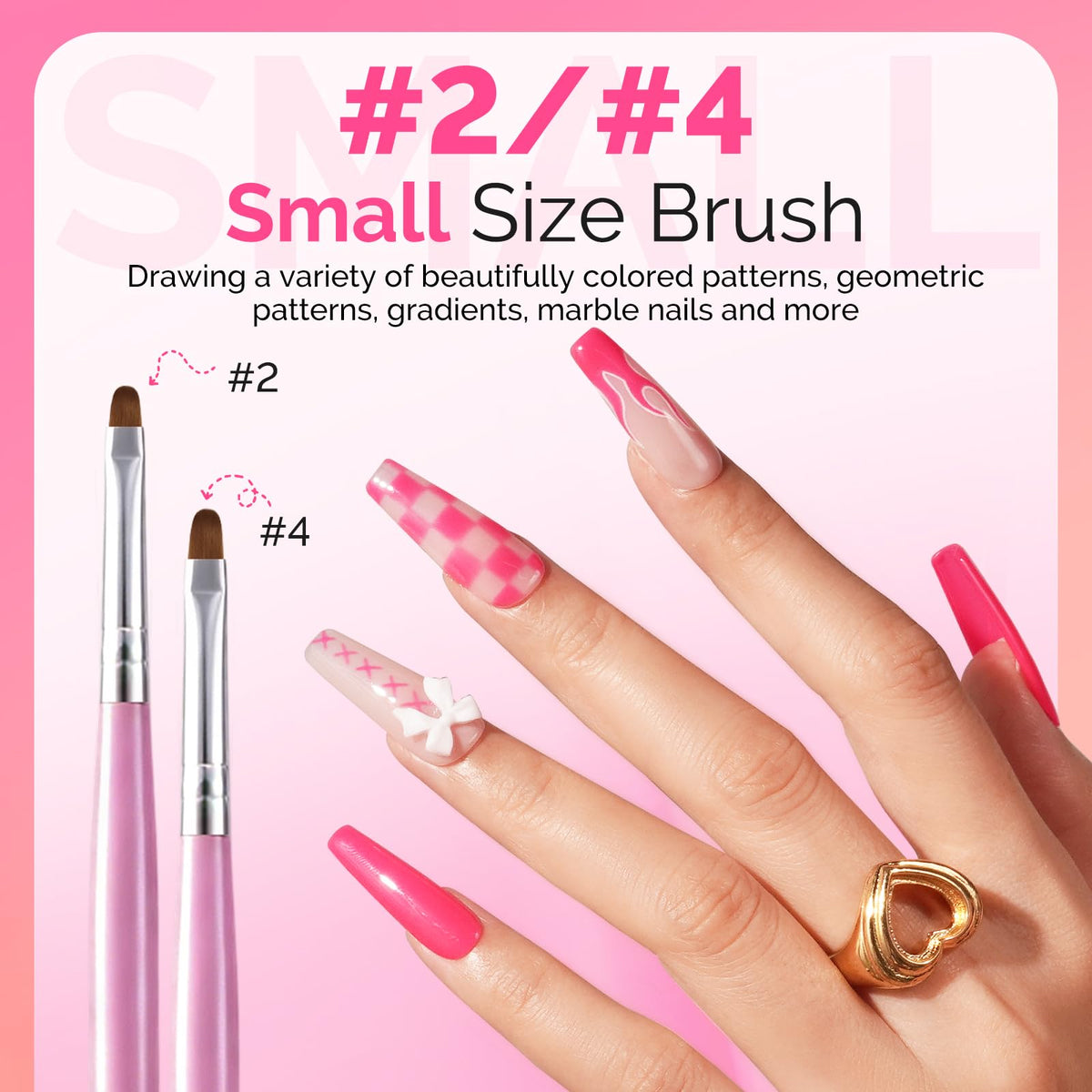 MelodySusie Nail Art Brushes Set, 6pcs Nail Art Design Pen Painting Tools