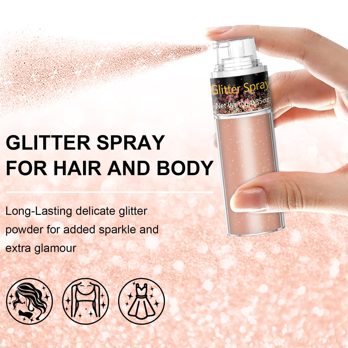 Scarman Hair and Body Glitter Spray, 1PC Glint-Rainbow Hairspray Powder