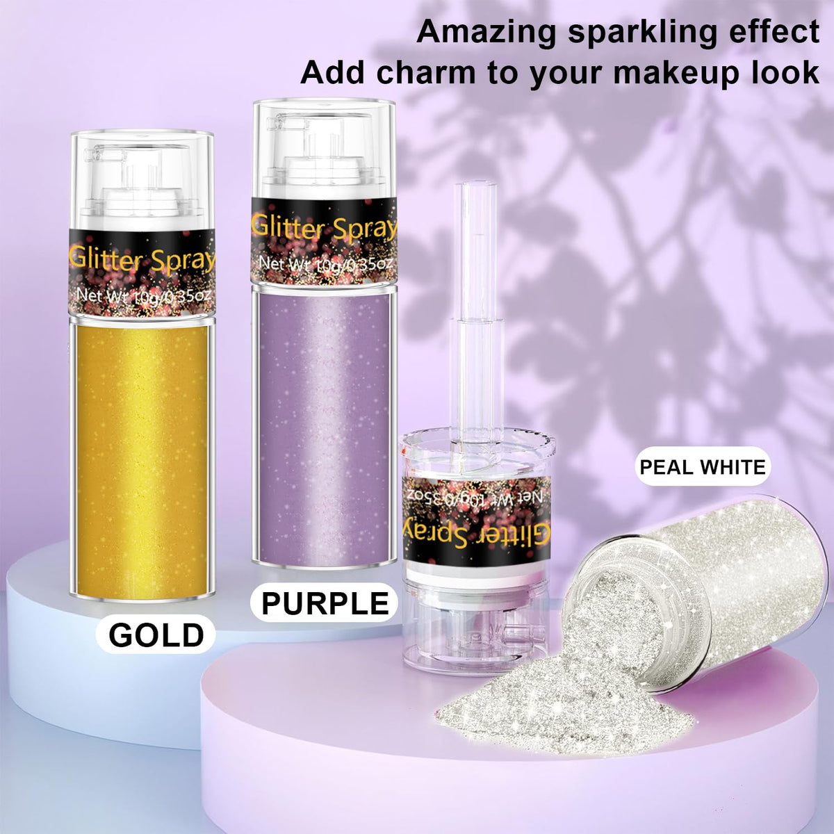 Scarman Hair and Body Glitter Spray, 1PC Glint-Rainbow Hairspray Powder