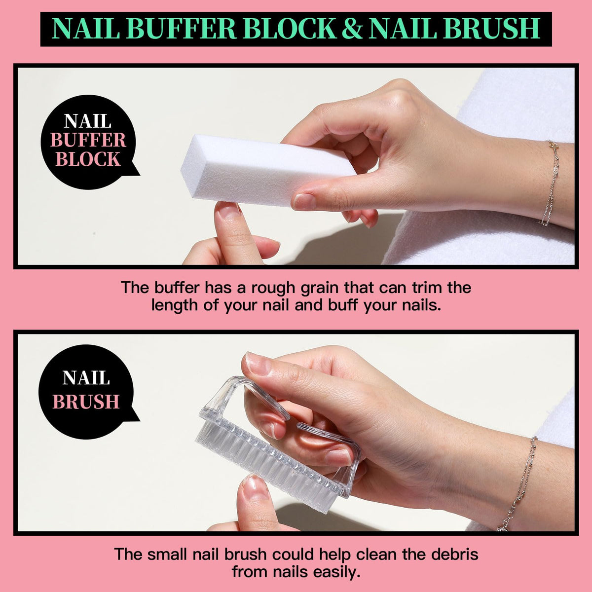 FANDAMEI Nail Care Kit, Nail Files 100/180, Nail Buffer Block, Cuticle Nippers, Cuticle Trimmer, Cuticle Pusher, Nail Tools, Nail Kit, Pedicure & Manicure Tools, Nail Prep Kit, Manicure Kit for Women