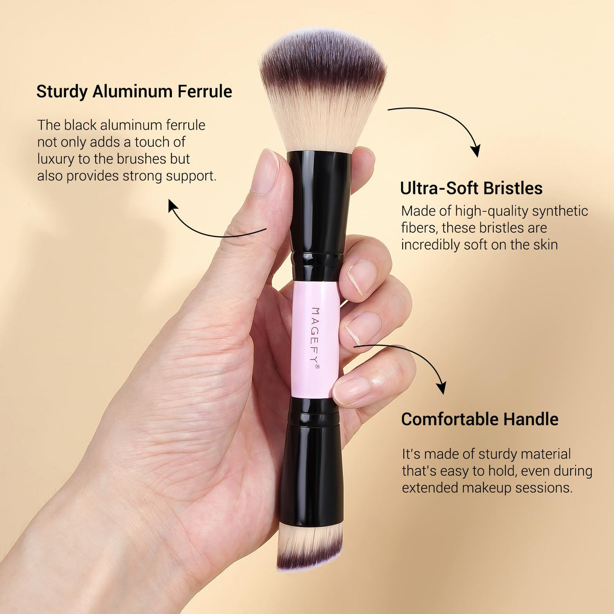 MAGEFY Makeup Brushes 12Pcs with Bag, Double-End Multi-functional for Foundation Powder Blush Eyeliner Eyeshadows brushes with Gift Box,Blackgold