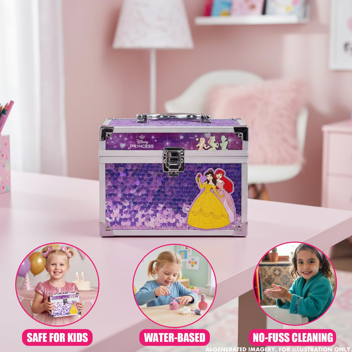 Hello Kitty Train Case Beauty Set with Washable Makeup, Ages 3+