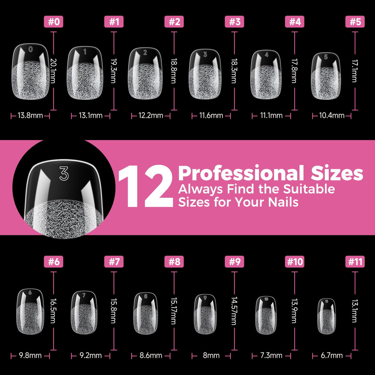 UNA GELLA Almond Gel Nail Tips 504PCS Pre-Etched Clear Fake Nails Tips