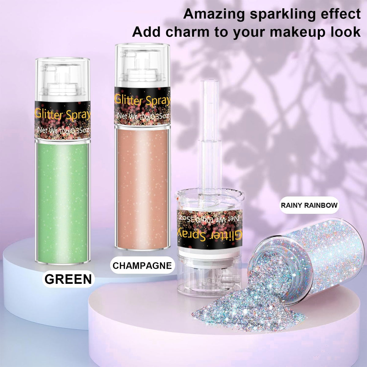 Scarman Hair and Body Glitter Spray, 1PC Glint-Rainbow Hairspray Powder
