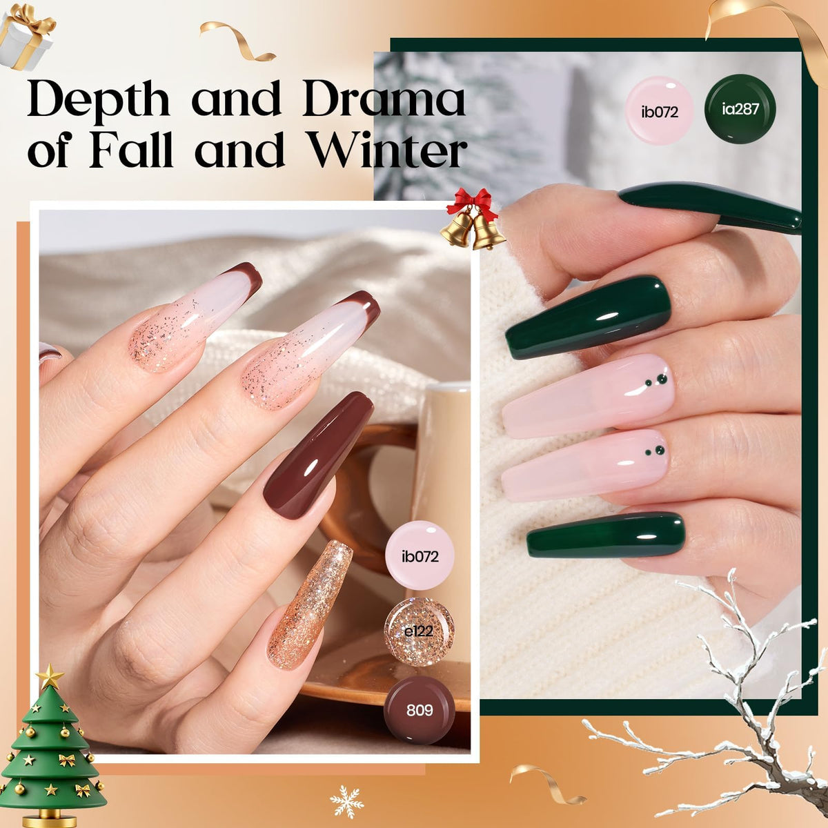 Beetles Fall Gel Nail Polish Set, 20 Colors Orange Yellow Brown