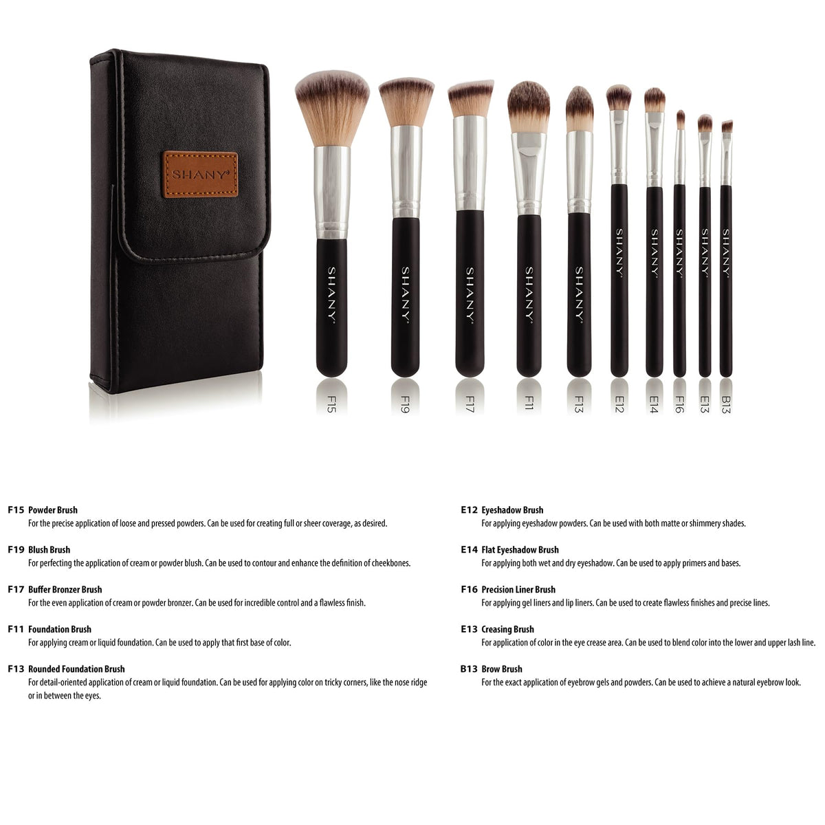 SHANY Vegan Makeup Brushes - 6 PC Double Sided Travel Make up Brushes with Brush storage Pouch - Old Style